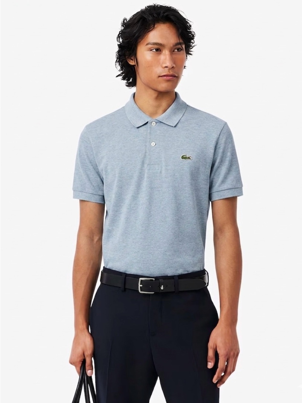 Lacoste Men's Classic Fit L1264 Heathered Polo | Light Blue